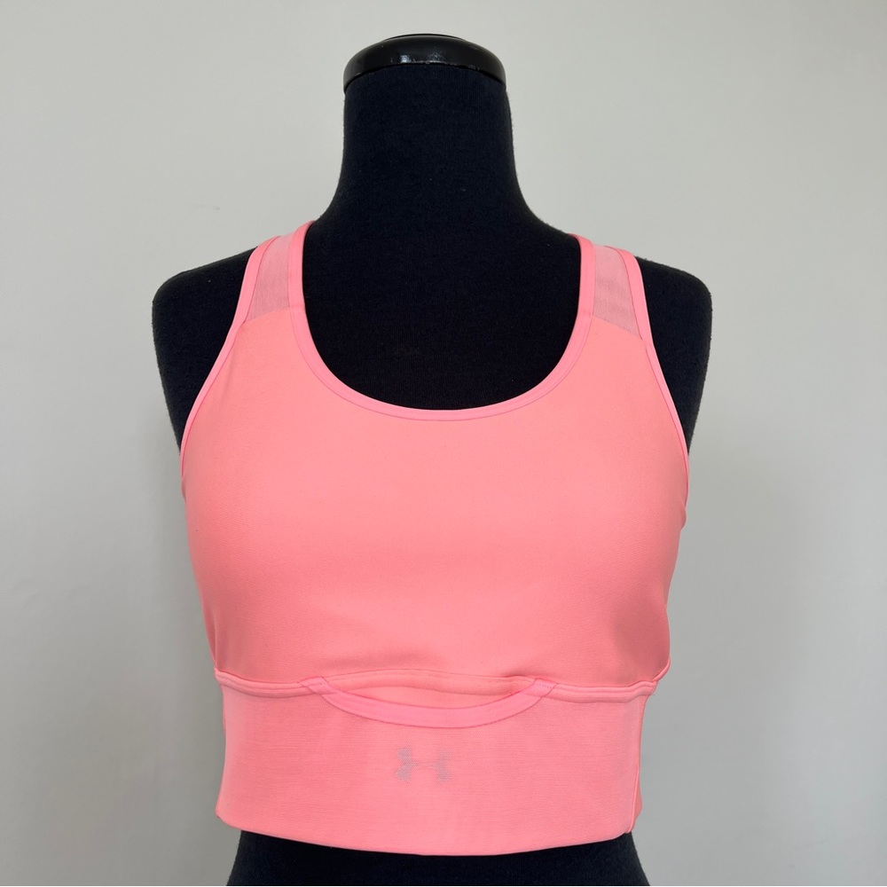Under Armour Compression Longline Sports Bra in Light Pink, M